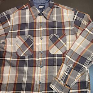 Lands End Mens Traditional Fit Plaid Flannel Medium Long Sleeve Button Shirt